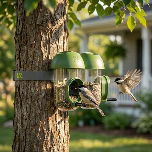 ‌LONA 2 Pack Tube Bird Feeders, Weatherproof Design with 1 Feeding Port