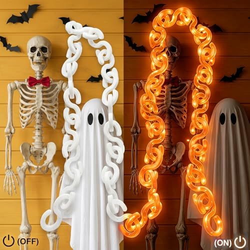 10 ft Halloween Chain Lights, Outdoor Orange Halloween Lights