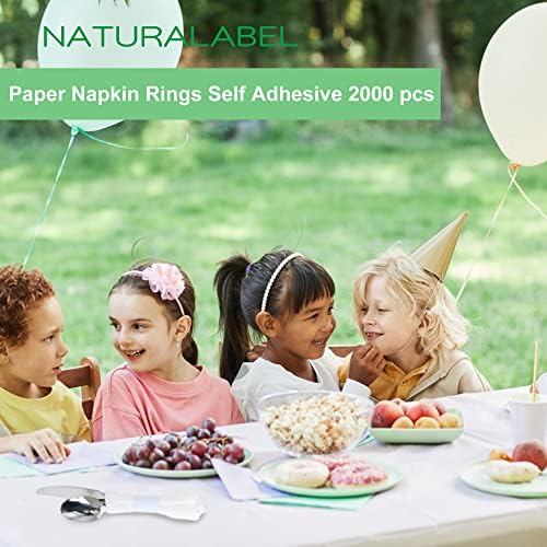NATURALABEL Self-Adhesive Napkin Bands, Pack of 2,000, White
