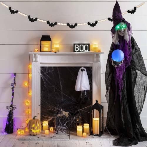 DAZONGE Halloween Wood Felt Bat Garland for Halloween Decorations Indoor