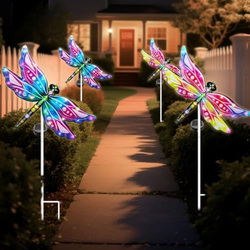 Hexagram Dragonfly Garden Stakes Decor, Dragonfly Garden Yard Stakes
