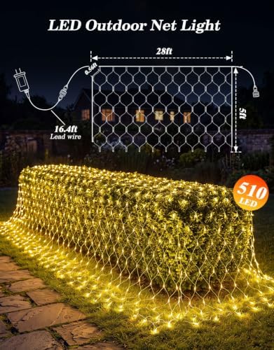 28x5FT Christmas Net Lights Outdoor Plug in with 8 Modes