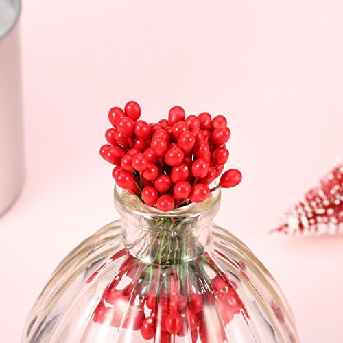 BBTO 300 Pcs Holly Berries 150 Wire Stems Xmas Wreath,Red