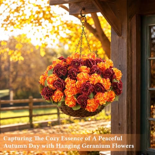 12 Pcs Artificial Geranium Flowers for Outdoors Fall Decoration