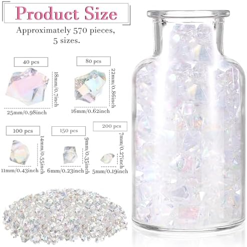 Syhood 570 Pcs Bright Clear Acrylic Gems Plastic Crystals