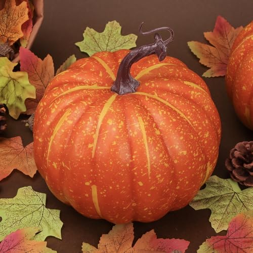 7 Inch Orange Artificial Pumpkin Fake Foam Lifelike Craft Pumpkin