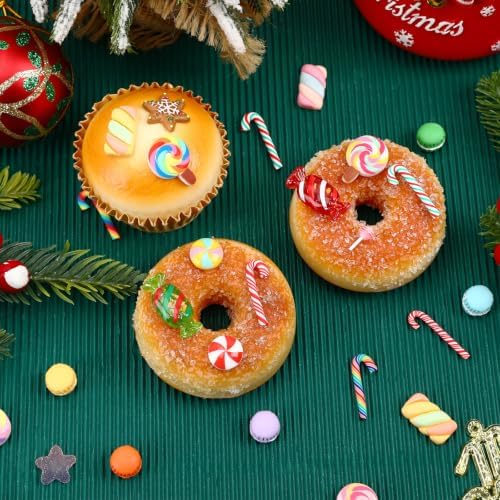 JUNEBRUSHS 120 Pcs Christmas Mini Candy Canes Resin Ornaments