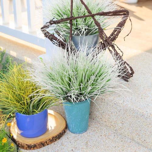 RECUTMS Artificial Grass for Outdoor Planters White Outdoor Greenery Stem