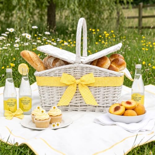 KINGLAKE Light Yellow Gingham Ribbon - 1'' x 25 Yds Yellow Plaid Ribbon