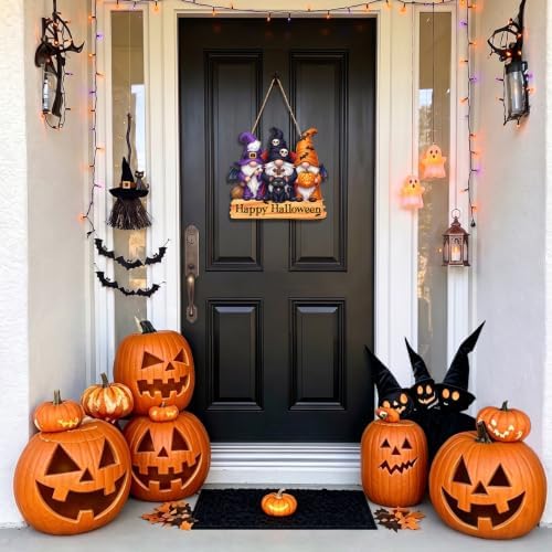 Halloween Decorations Happy Halloween Door Decor Gnomes Wooden Wall Sign