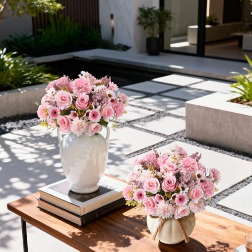 Homsunny Artificial Fake Fall Flowers for Outdoor Indoor Decoration