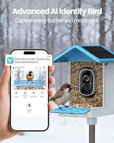 G11 Smart Bird Feeder with Camera, 2.5K, AI Bird ID, 5W Solar, Blue
