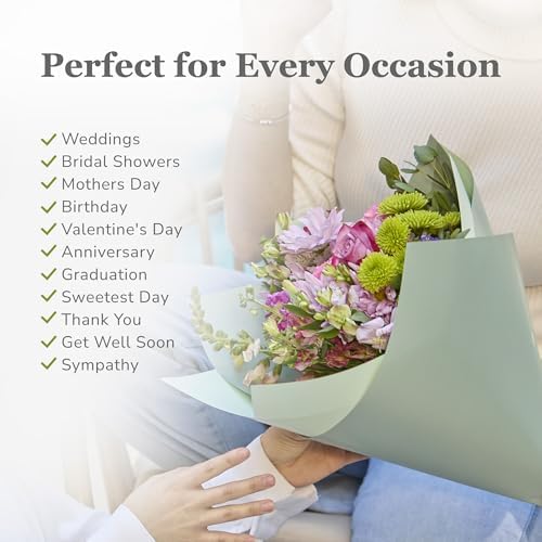 the florist Supply 20 Sheets Premium Flower Wrapping Paper | Waterproof Flower Wrapping Paper for Bouquets | Double Sided Floral Bouquet Sheets | DIY Gifts Colorblend Ocean Spray