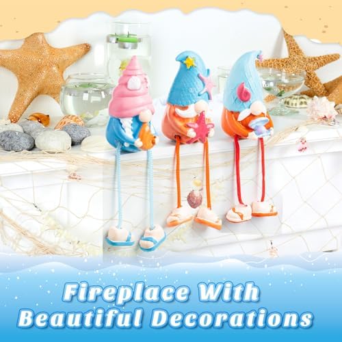 3 Pcs Beach Gnome Figurines Summer Coastal Resin Dangling Legs