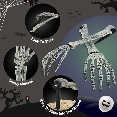 10pcs Halloween Skeleton Decoration, Skeleton Hands Yard Lawn Stakes