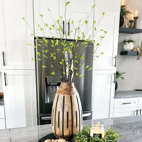 6Pcs Artificial Greenery Branches 41 Inch Faux Greenery Stems for Vase Fake Ficus Twig Plants Realistic Flexible Willow Branches for Tall Floor Vase Filler Home Centerpieces Arrangements Office