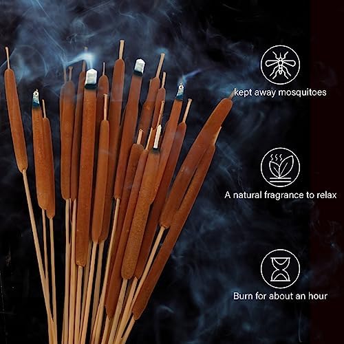 45pcs Large Natural Brown Cattails Bundles, 17'' Real Dried Flowers