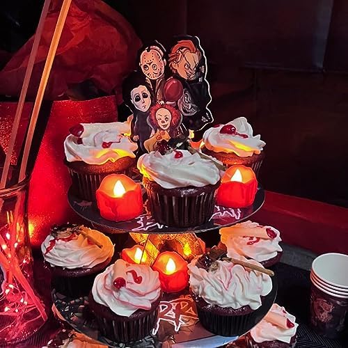 Homemory 24Pcs Halloween Red Dripping Flameless LED Candles,1.58"x 1.2"