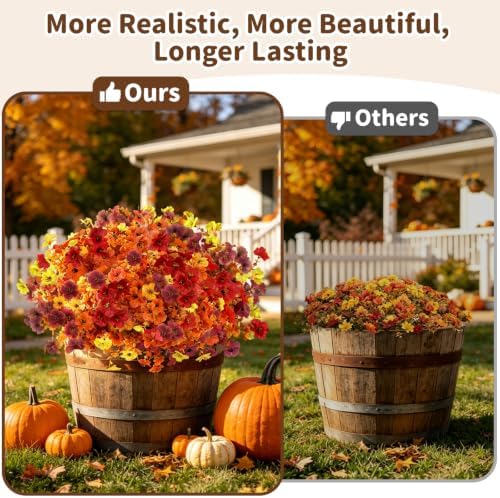 Artificial Flowers Outdoor, UV Resistant Faux Plants, Fall Decor,20 Bundles