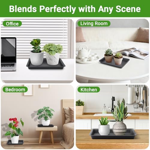 GREANER 3 Packs Plant Tray, 11 Inch Black Seed Starter Tray Rectangular, Heavy Sturdy Plant Saucer for Outdoors and Indoors Use