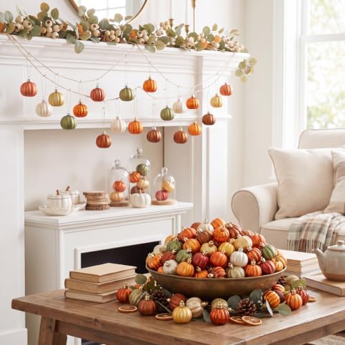 Colingmill 36 Pcs Fall Tree Ornaments, Farmhouse Pumpkin Hanging Ornaments