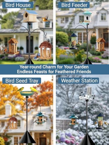 107 Inch Bird Feeder Pole Squirrel Proof Heavy Duty Stand Backyard
