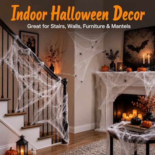 MAQIHAN 700 Sqft Halloween Spider Webs - Outdoor Cobwebs with 40 Spiders