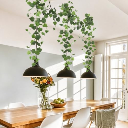 RECUTMS 2Pcs Artificial Grape Leaves Ivy Vine 5.9Ft Silk Green Leaf Garland