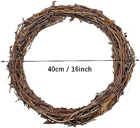 16inch Large Natural Grapevine Wreath Rings Rattan Vine Branch Wreath Hoop for DIY Craft Christmas Easter Holiday Decoration Seasonal Decors (1pcs 40cm/16inch)