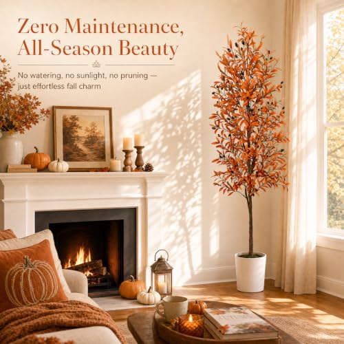 6ft Artificial Olive Tree, Fall Tree with Pot