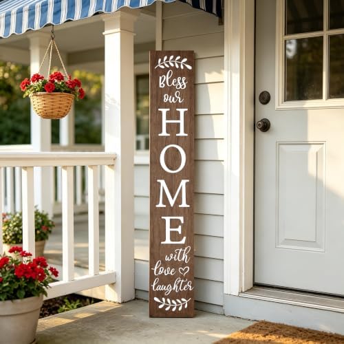 Welcome Sign for Front Door Porch, Bless Our Home Signs 47"