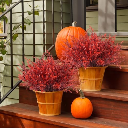 RECUTMS Artificial Greenery for Outdoors Lavender Fall Fake Plants Burgundy