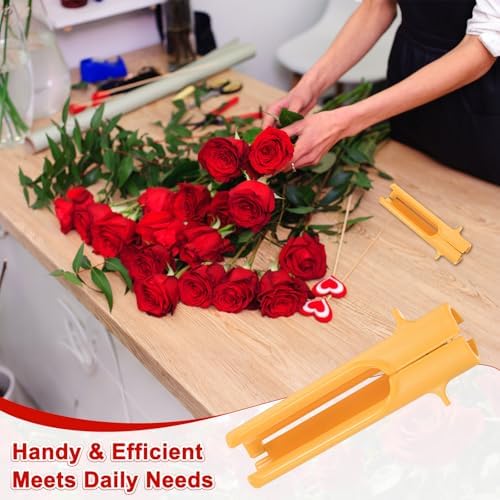 M METERXITY 2-Pack Rose Thorn Stripper Tool, Plastic Metal Rose Stem Leaf Thorn Stripper for Bouquets Pruning Branches/Floral Arrangement, Flower Stripping Tool Remove [Yellow]