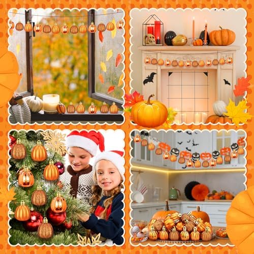 Colingmill 36 Pcs Fall Tree Ornaments, Glitter Pumpkin Hanging Ornaments