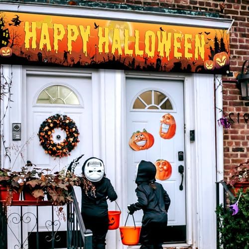 Happy Halloween Banners For Outside - Large 120x20 Inches