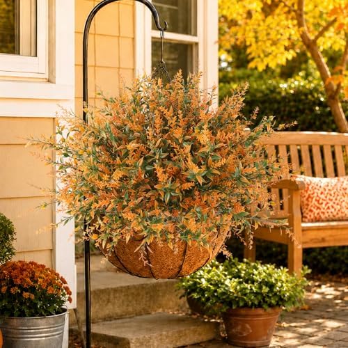12 Bundles Artificial Fall Lavender Flowers, UV Resistant Outdoor Plants