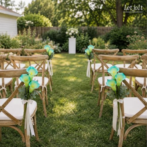 Letjolt Artificial Calla Lily Flowers 12Pcs, Yellow Teal