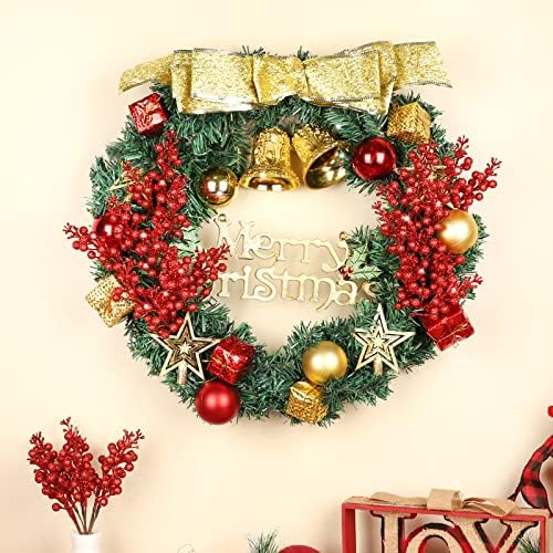 36Pcs Christmas Glitter Berry Stems, Red Artificial Christmas Tree Picks