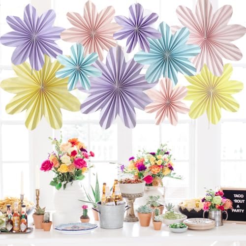 Paper Flowers Decorations for Wall Pastel Paper Flower Fans 10Pcs
