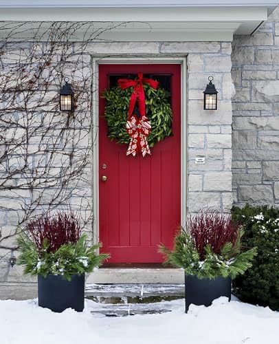Estivaux 2 Pieces Christmas Bows for Wreath, Merry Christmas Wreath Bows Red Burlap Bows Xmas Candy Craft Bows Ornaments Winter Tree Bows for Front Door Christmas New Year Decorations