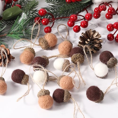 Boao 18 Pcs Felt Acorn Ornaments Fall Thanksgiving Wool Acorn Ball Decor