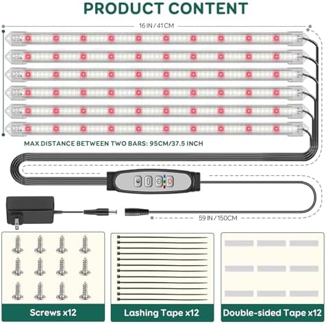 Grow Light Strips for Indoor Plants, 16" Full Spectrum Plant Light