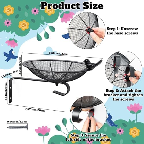 Metal Tray Bird Feeder, Heavy Duty Mesh Seed Tray for Wild Bird