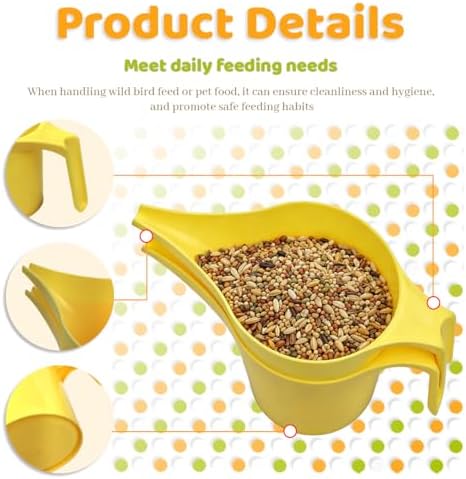 4 Pack Bird Seed Scoop with Spill-Proof Narrow Spout(Grey,Beige)