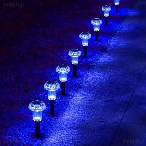 Priddop Solar Garden Lights Outdoor Waterproof 8 Pack Blue LED Mushroom