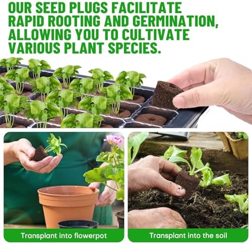 50 Pcs Seed Starter Plugs,Replacement Root Grow Sponges Plant Plugs,Great for Soil, Tray or Planting Pods, Promotes Herbs, Vegetables and Flowers Growth
