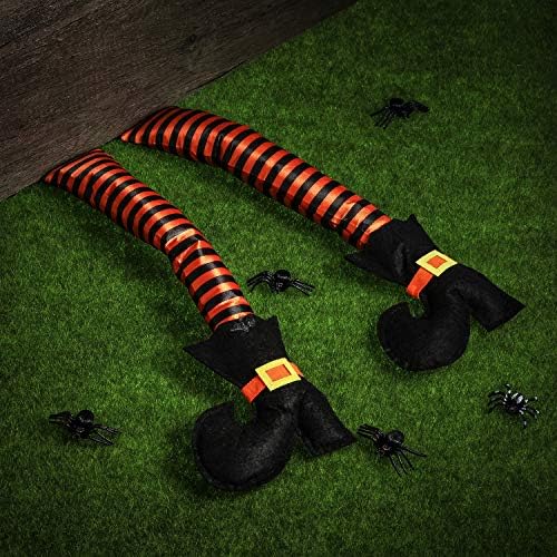 meekoo 1 Pcs Halloween Witch Legs with Shoes for Wreath,Orange