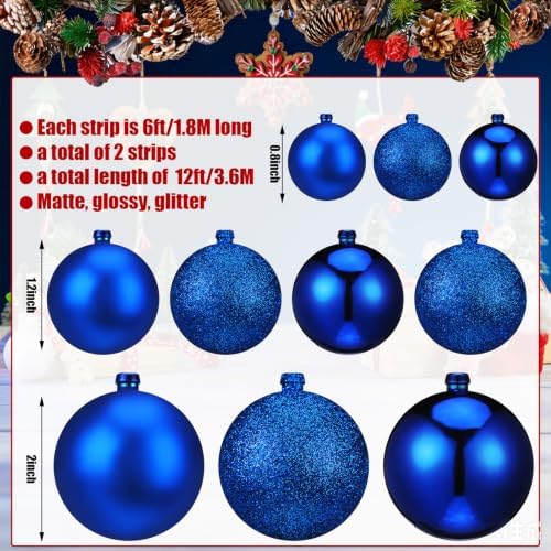 2 Pcs 6 ft Christmas Ball Ornament Garland, Mixed Navy Blue