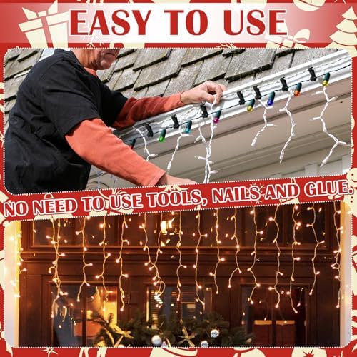Namalu 200 Pcs Christmas Light Clip Outdoor Gutter Light Clip,Plastic,Black