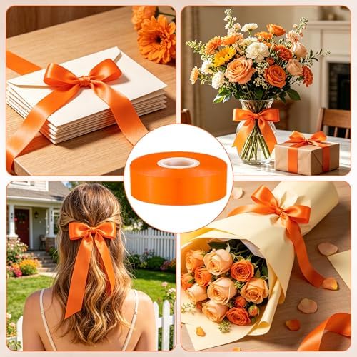 1In 30Yards Orange Satin Ribbon for Gift Wrapping Halloween Thanksgiving